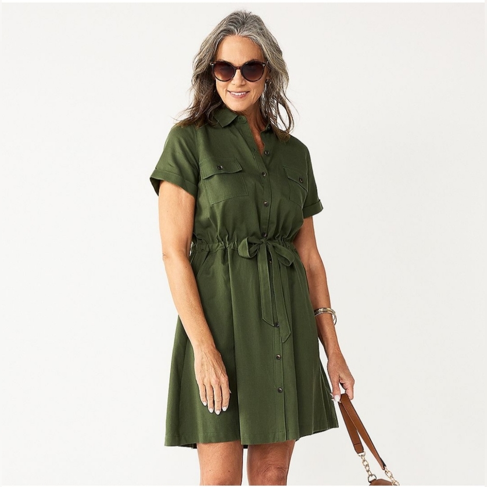 Croft and Barrow Utility Shirt Dress with tie waist